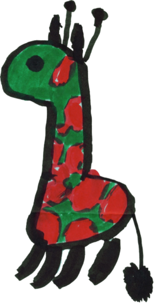 Logo des Projektes Giraffentraum mit grün roter Giraffe
